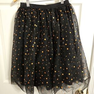 Disney Minnie Mouse Girl's Black and Orange Polka Dot Tutu Skirt Size XL